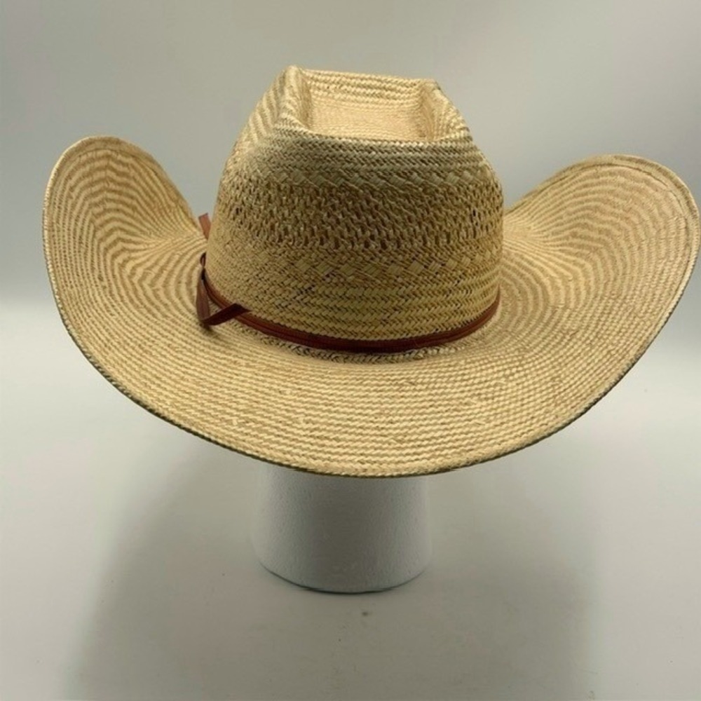 Resistol 10X Shantung Straw Cowboy Hat Tan Western Made in USA Mens Size 7 5/8